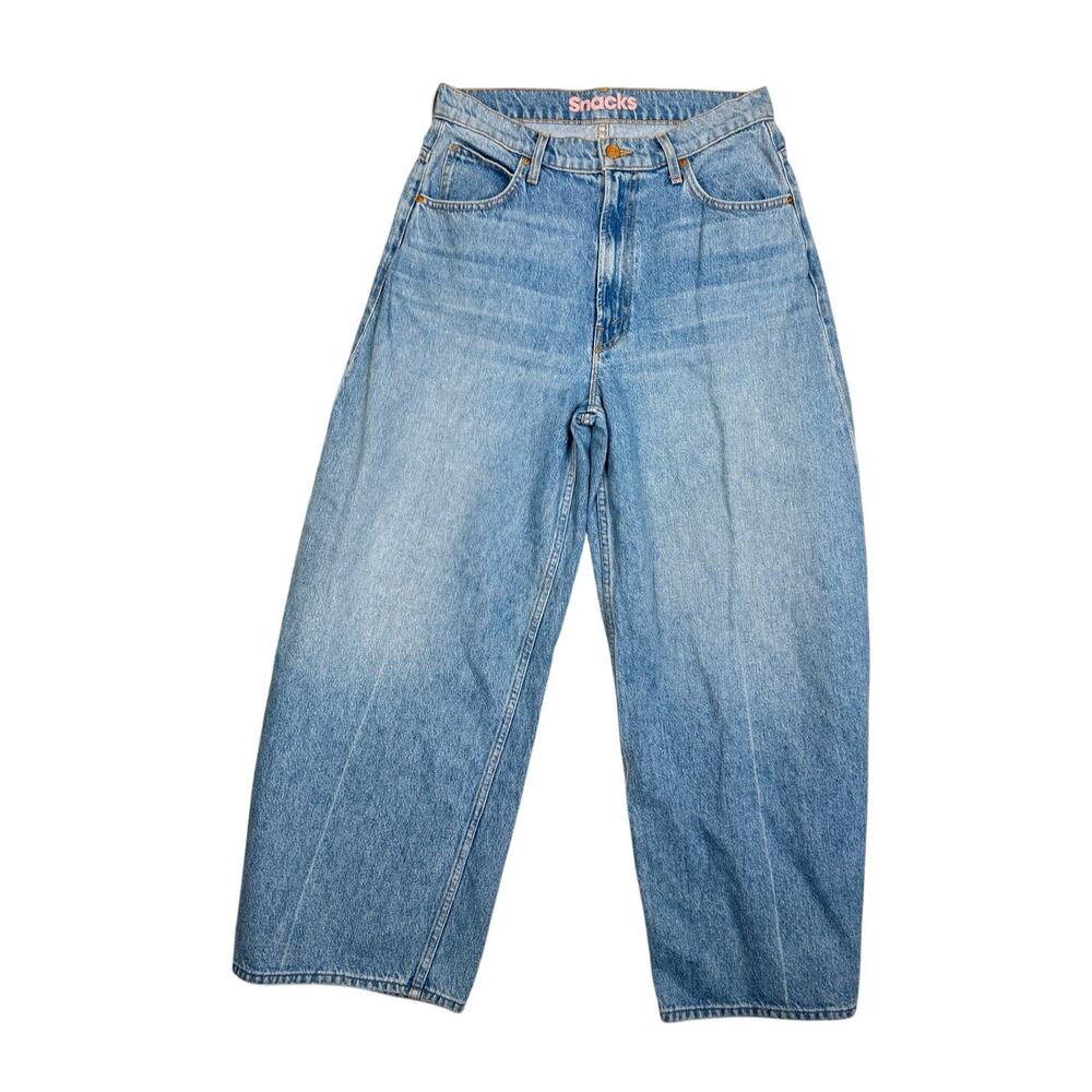 MOTHER Snacks Dinner Bell Crop Y2K Wide Leg Loose High Rise Light Blue Jeans 29